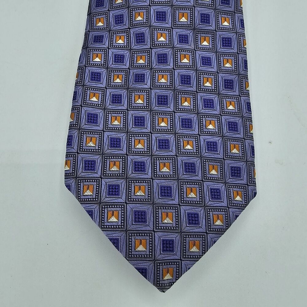 Mens Necktie Robert Talbott Silk Blue purple suit Size 59 By 4 Inches Vintage - Picture 4 of 7